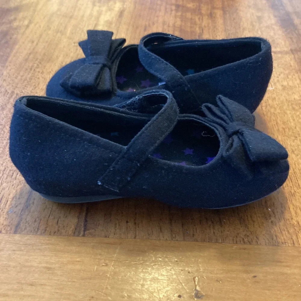 Teeny Toes Black Mary Janes with Bows Baby 3